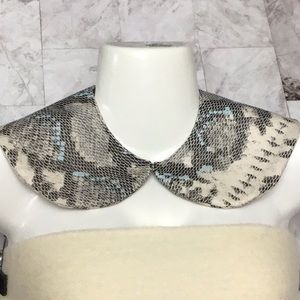 Snake skin fabric Peter Pan collar. Statement neckwear necklace.